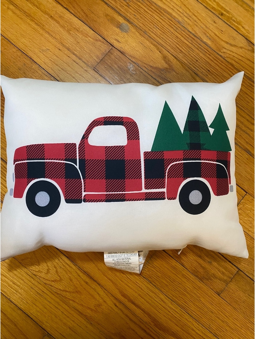 Christmas Throw Pillow Red Truck w/Tree 12”x16”